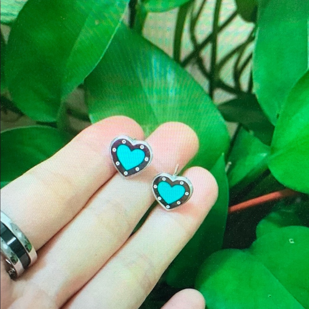 Tiffany & Co Silver and Turquoise Heart Earrings